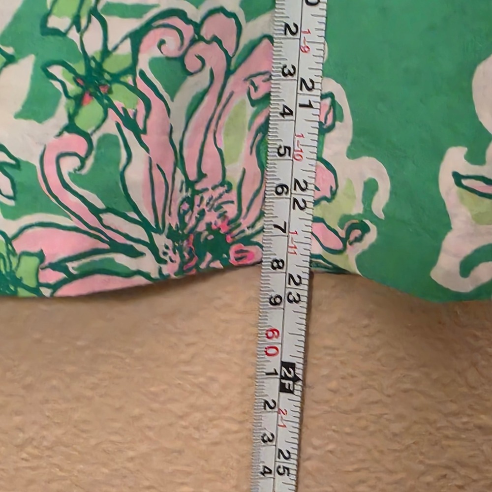 Lilly Pulitzer Womens Green Pink Floral Puff Sleeve Cotton Blouse Size 8 - Picture 5 of 8